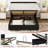Full Size Bed Frame with Lift Up Storage, Corduroy Upholstered Platform Bed with Wingback Headboard, Solid Wooden Slats, No Box Spring Needed, Hydraulic Support, Black-2035002014-2035002009