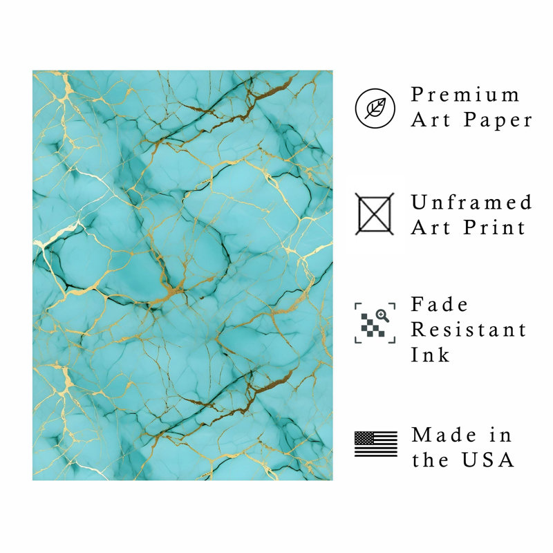 «Abstract Cyan Abstract Geode Crystal Dream I», reproduction d'art moderne sans cadre, H 10 po x l 8 po