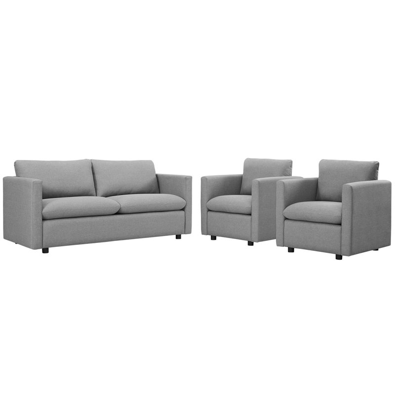 Ensemble de tissus d'ameublement 3 pièces Activate par Modway, Gris clair