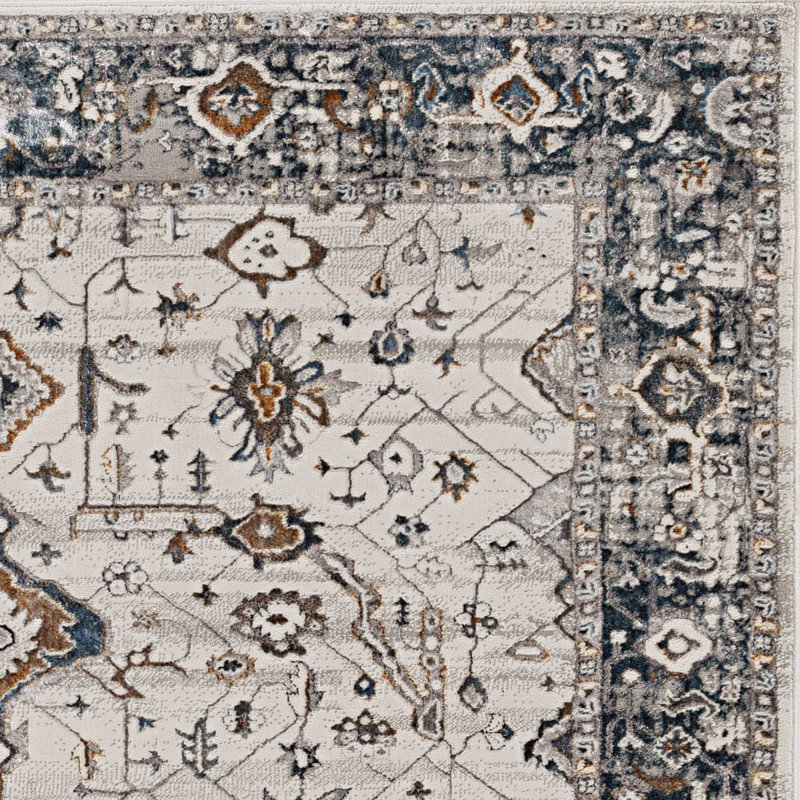 Tapis gris et ivoire Raibeart, Rectangle 5 pi 3 po x 7 pi 7 po