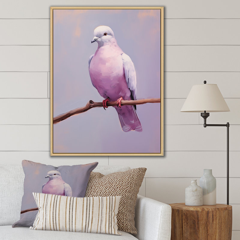 Colombe polie II sur toile, H 20 po x l 12 po x P 1 po, Cadre naturel flottant