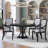 Retro 5-piece Dining Set Extendable Round Table and 4 Chairs for Kitchen Dining Room