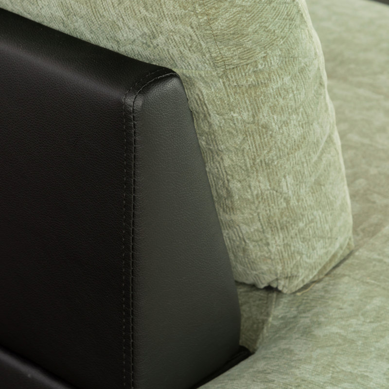Lemley Upholstered L-Shaped Sectional, Left Hand Facing, Blue/Black Microfiber/Microsuede/Faux Leather