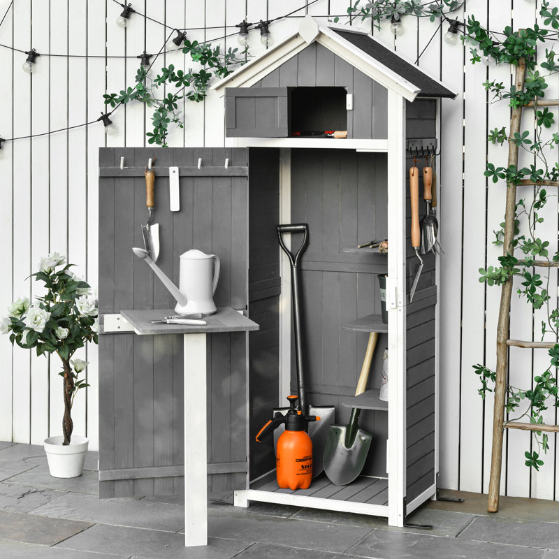 Haygazn 3 ft. W x 2 ft. D Solid Wood Tool Shed, Grey
