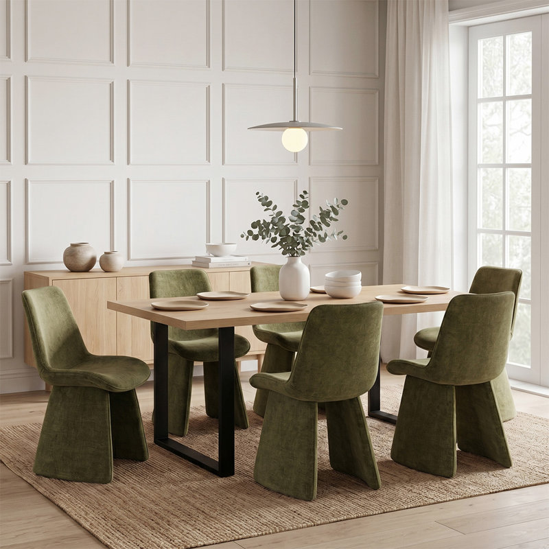 Ensemble de table de salle à manger rectangulaire moderne pour 6 personnes 71 ", Green