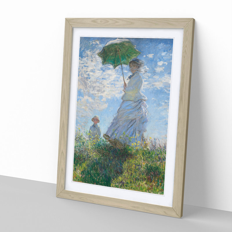 Woman with a Parasol by Claude Monet - Picture Frame Painting, 90cm H x 65cm W x 2cm D, Oak
