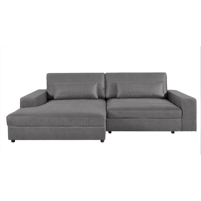 Luxe 2 - Piece Upholstered Sectional, Gray, Left Hand Facing