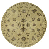 Hand-Knotted High-Quality Gold Round Area Rug