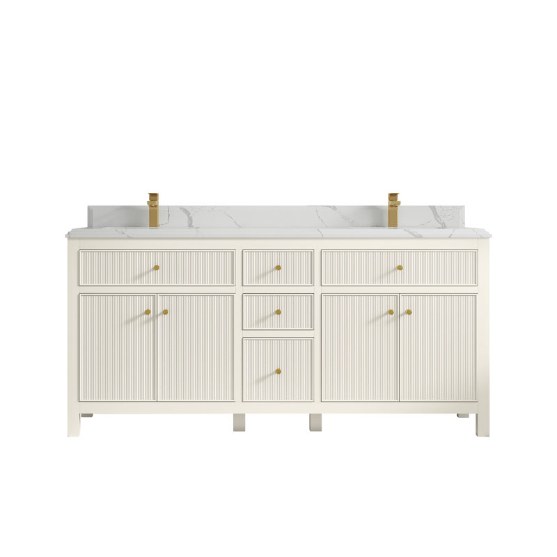 Meuble-lavabo double 72 po avec plateau Sonoma, Calacatta Laza