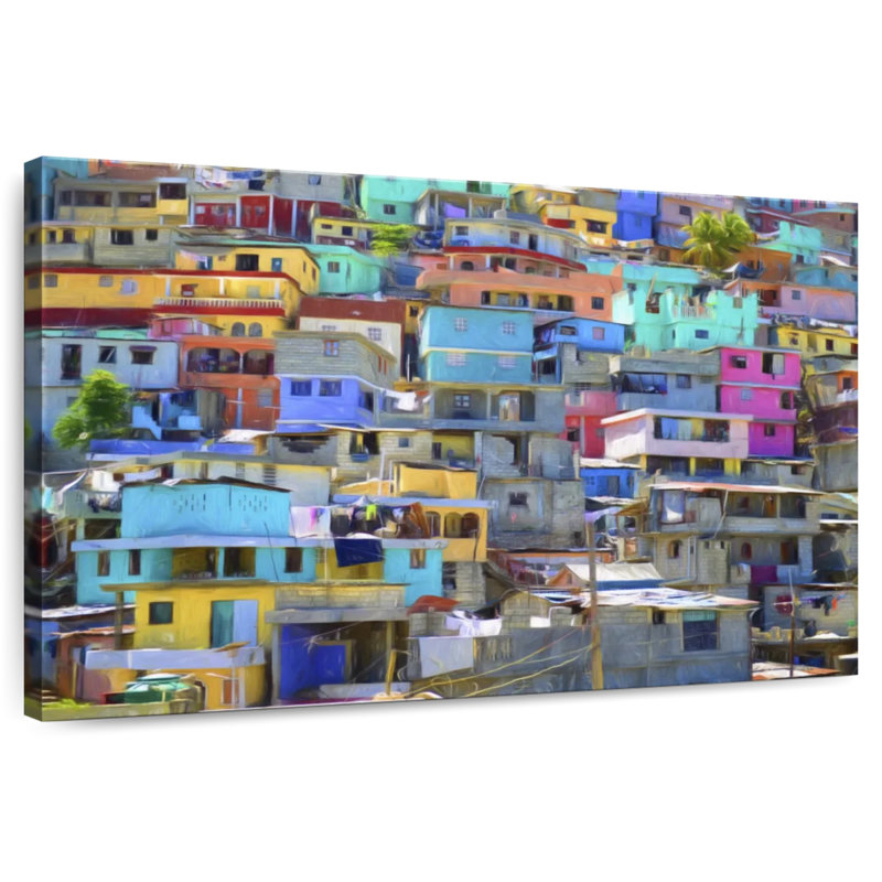 Lilie maisons pastel en haïti, H 30 po x l 45 po