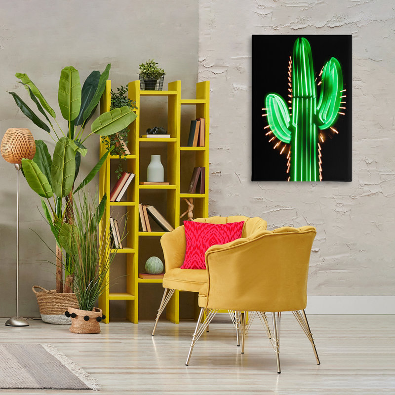 Toile flottante Neon Lights Cactus par Danita Delimont, H 36 po x l 24 po x P 1,5 po
