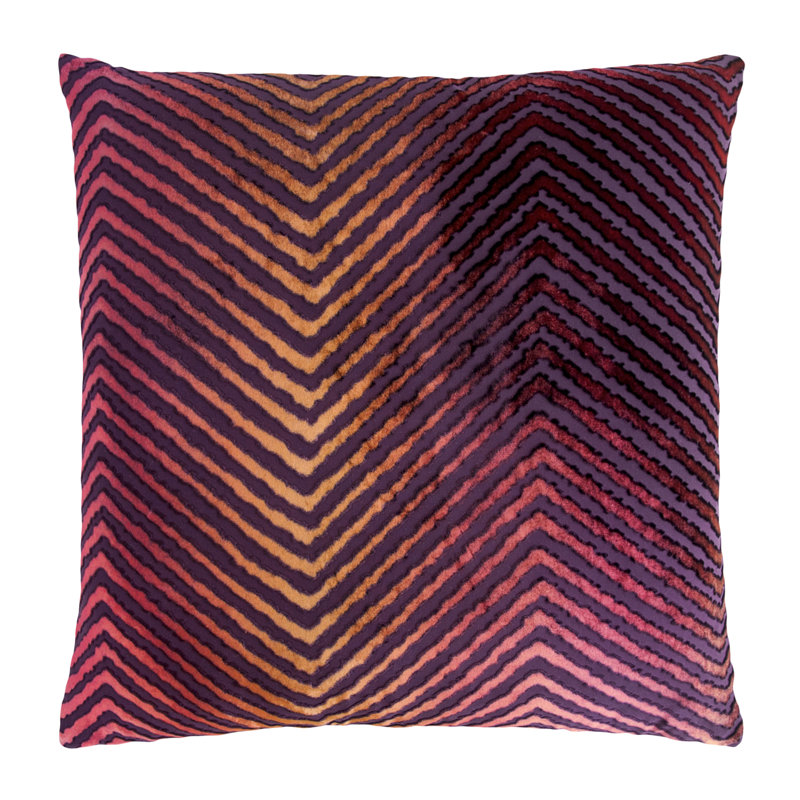 Chevron Velvet Pillow Cover & Insert, 20"H x 20"W, Wildberry