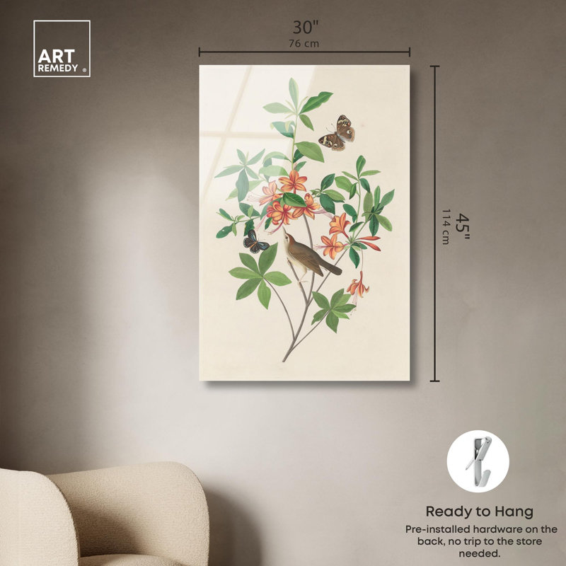 Art botanique orange sur toile azalée orange par Art Remedy, H 45 po x l 30 po