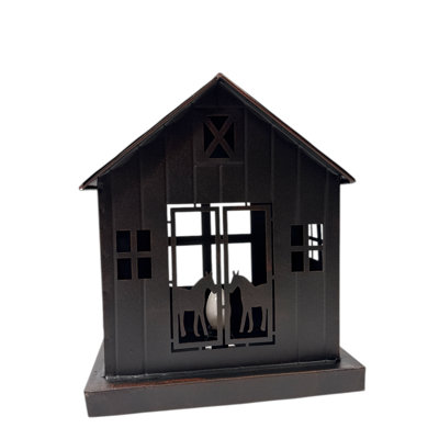 Two Horse Barn Nightlight, 8.5"x4.75"x9.75"