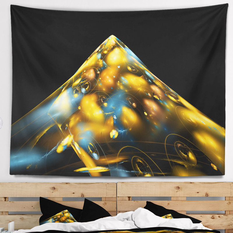 Tapisserie fractale bleu doré, H 68 po x l 80 po