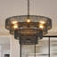 Lustre rustique en corde de chanvre noir à 4 niveaux avec 6 douilles E12