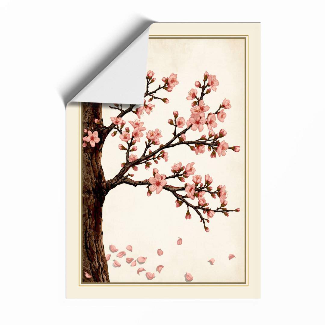 Cherry Blossom Branch Japandi - Framed Print
