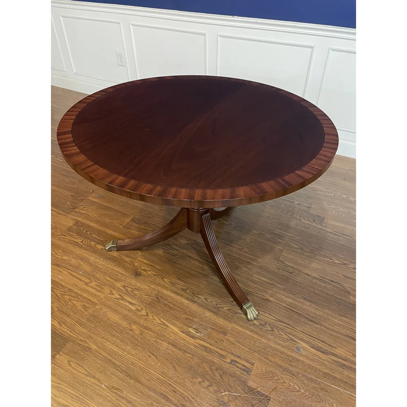 42" Round Banded Mahogany Table