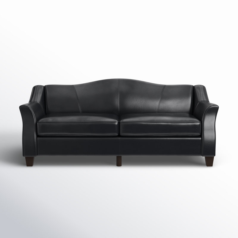 Canapé en cuir véritable 81,5 po Ashantae, Noir