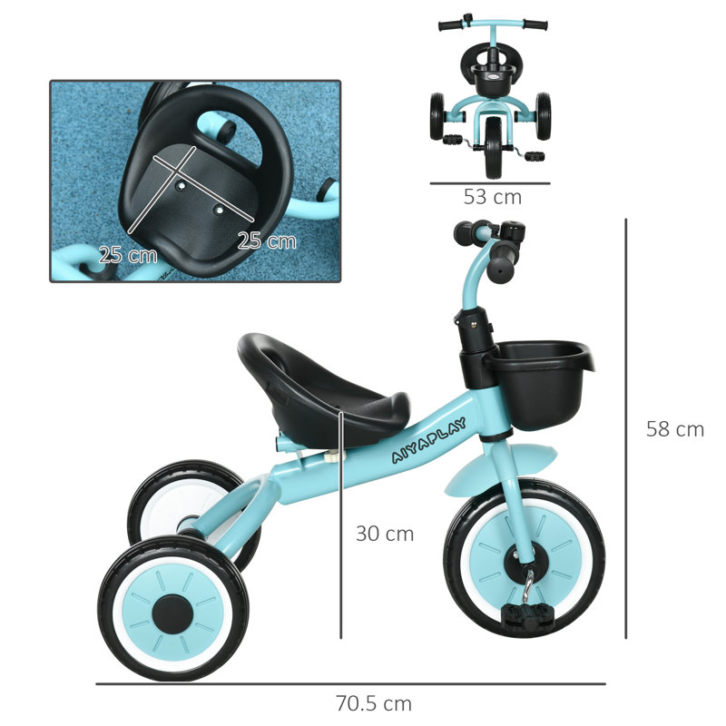AIYAPLAY Trike for Kids Baby Tricycle Adjustable Seat 2-5 Years Old, Blue