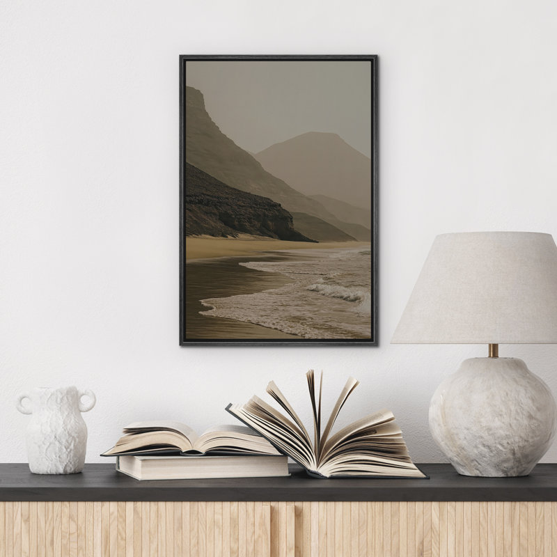 Plage, paysage mural, impression sur toile encadrée, décoration murale de chambre à coucher, H 36 po x l 24 po, Noir