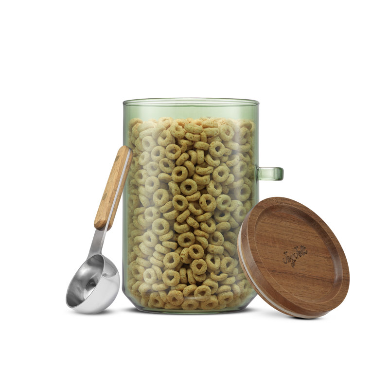 Holden Stackable Glass Storage Canister Set with Wood Lids, Green