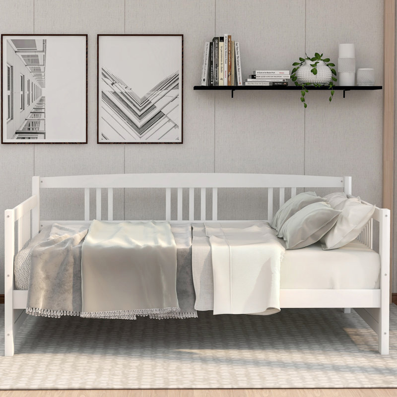 Lit de jour moderne en bois massif au design élégant, Blanc
