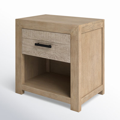 Roux Pine Nightstand with Drawer and Shelf in Light and Gray Wash