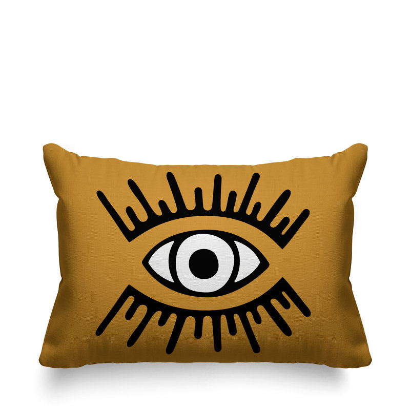Coussin intérieur / extérieur Miranda Evil Eye, Jaune