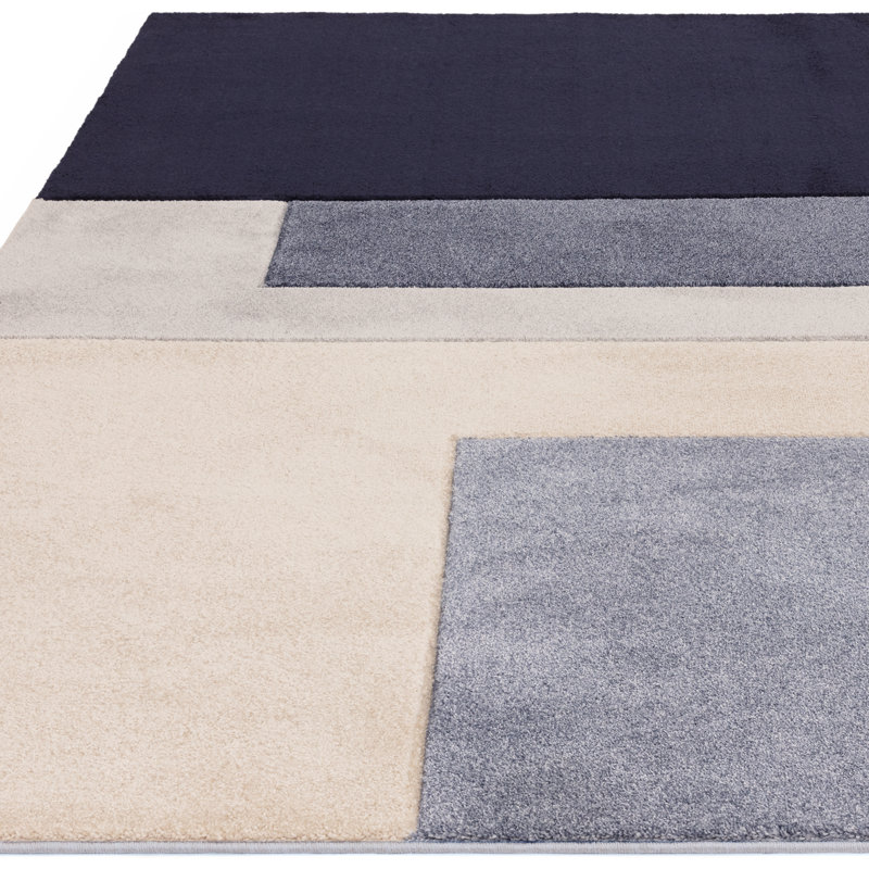 Chanpreet Stacks Cream/Blue Area Rug, Rectangle 200 x 290cm