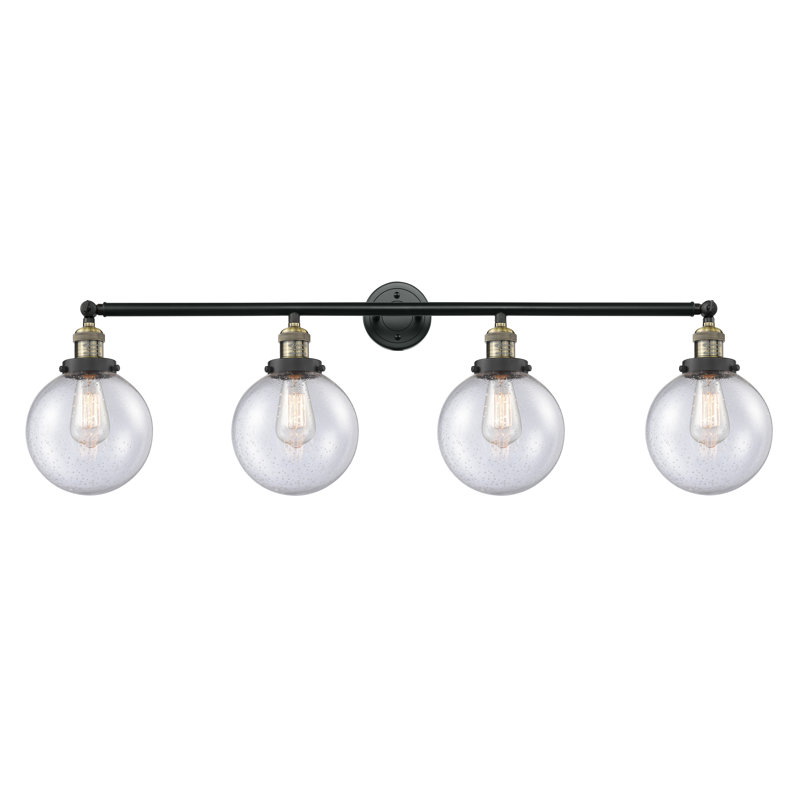 Clementina 4 - Light Dimmable Vanity Light, Seedy, 3.5 Watt Vintage LED Bulb, Satin Gold