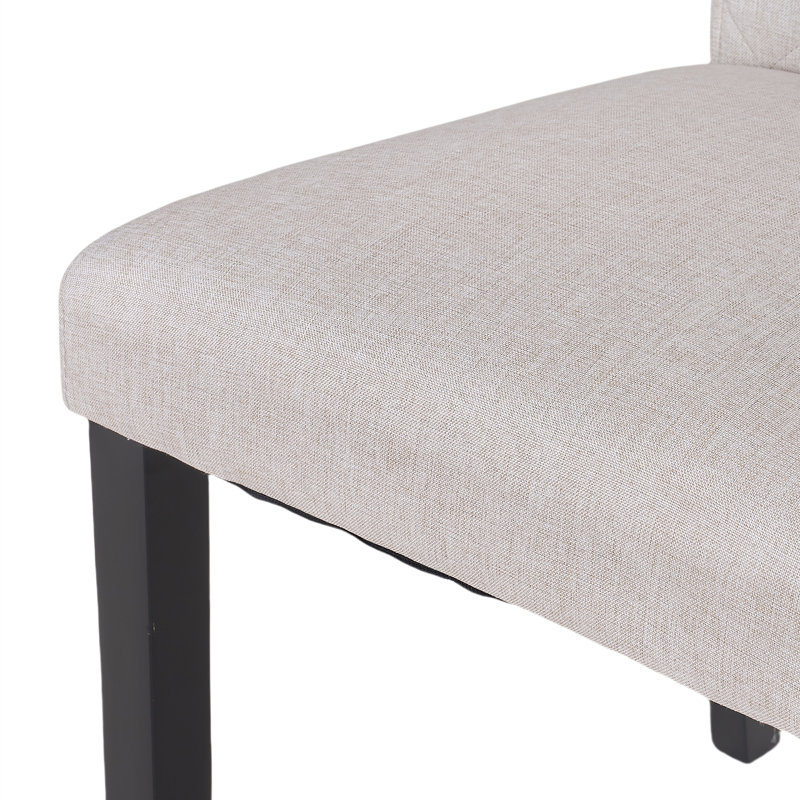 Ensemble de 4 chaises de salle à manger rembourrées en tissu avec dossier haut, chaise de restaurant en cuir avec siège rembourré et pieds en bois pour la cuisine