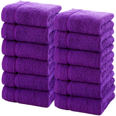 12-Pack Turkish Cotton Washcloth Set, 13x13 Inch 600 GSM Face Towels