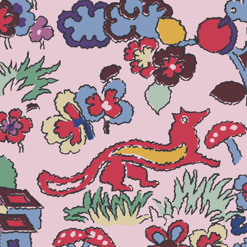Rouleau de papier peint lisse L 26,25 pi x l 27,56 po Countryside Fox, Rose