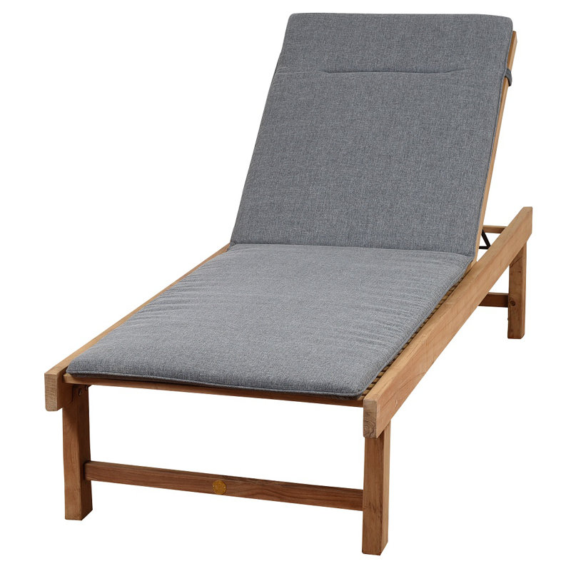Chaise longue inclinable en teck avec coussin Medrano