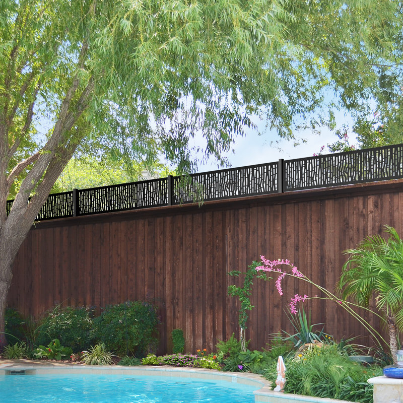 Decorative Black Galvanized Steel Privacy Panel, 16" x 72"