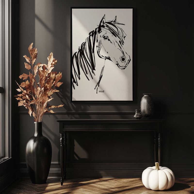 Reproduction d'art à cheval par Anne Tavoletti, H 24 po x l 18 po, Floater Frame, Noir