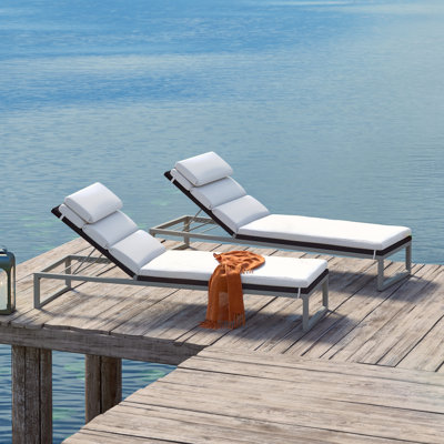 Sameko Aluminum Frame Outdoor Chaise Lounge Set with Sunbrella® Cushions