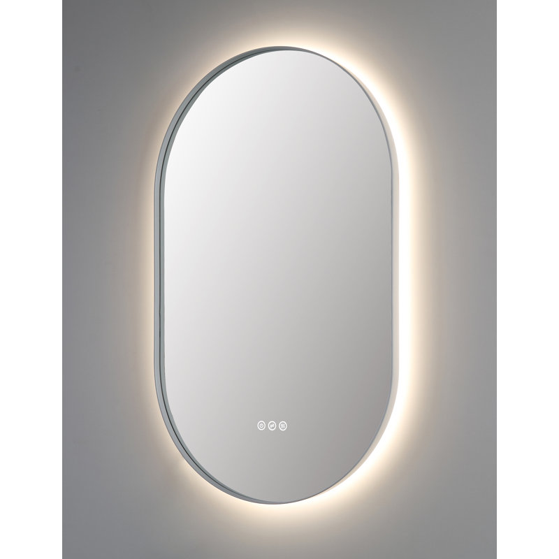 Shell LED Mirror, White, Oval, 35.43" x 21.65"