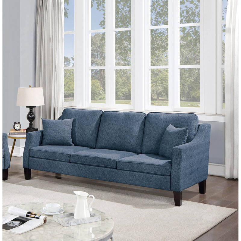 Salon 2 pièces en chenille mélangée bleu marine: assise moderne et confortable en chenille: Look For Interiors