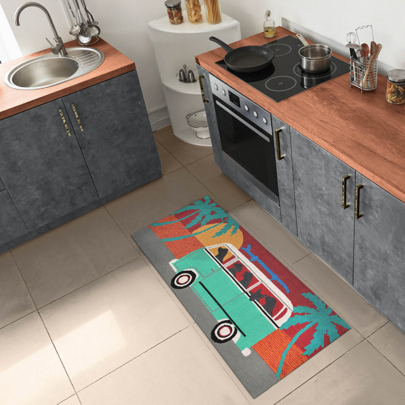 Thomasina No Pattern And Not Solid Color Polyester Kitchen Mat, 24" W x 60" L