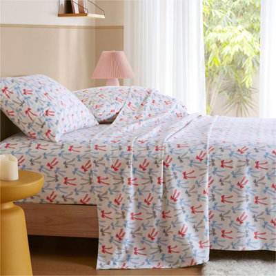 Ensemble de draps 4 pièces 100% coton, 4 nœuds Happy Bows