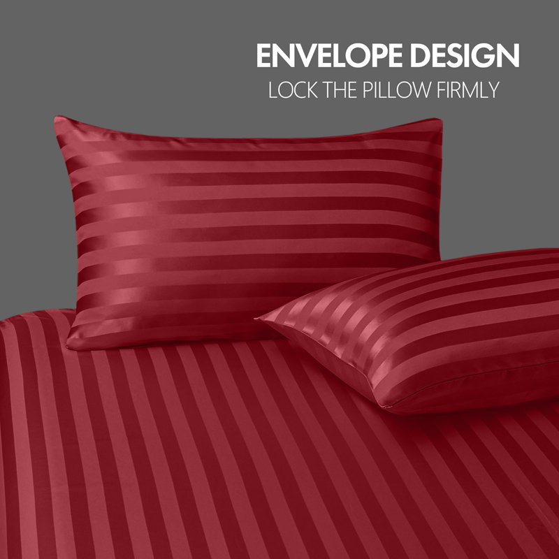 Luxury Stripe Standard Pillowcase - Set of 2, Burgundy
