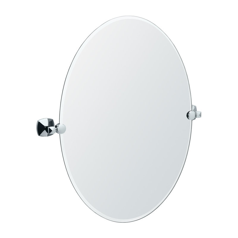 Miroir de meuble-lavabo ovale mural sans cadre H 32 po Jewel | Pivots et miroir biseauté, Chrome chrome