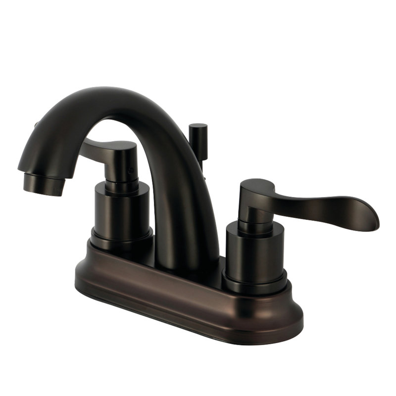 Robinet de salle de bain central à avec ensemble de drain bain, Bronze huilé