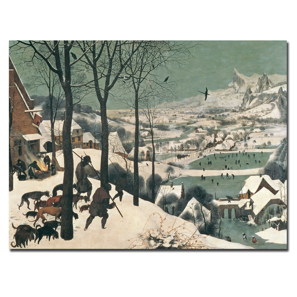"Hunters in the Snow - 1565" by Pieter Bruegel Painting Print on Wrapped Canvas Trademark Fine Art 