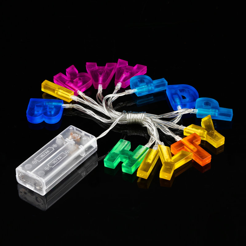 Guirlande de lumières d'anniversaire à DEL 5,1 pi Bensley, décoration de lettre à DEL multicolore à piles 13