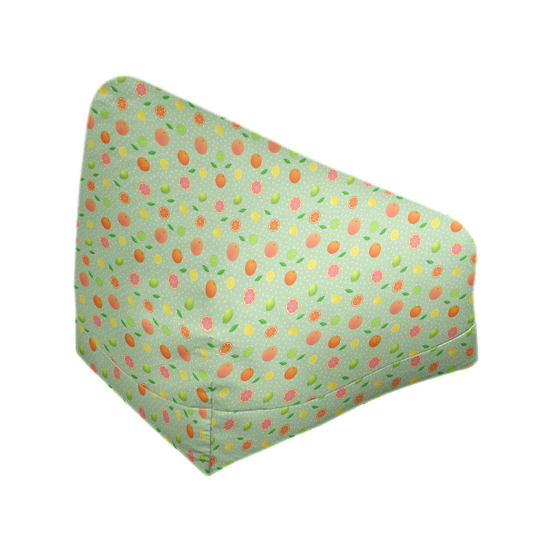 Sac de pois Leffel, H 27 po x l 30 po x P 25 po, Housse de pouf, Vert menthe / orange / rose