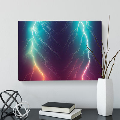 Neon Lightning Bolts - Wrapped Canvas