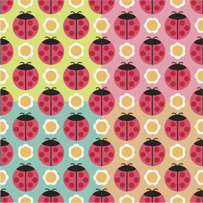 Seamless Ladybug Pattern by Kidstudio852 - Wrapped Canvas Print